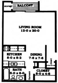 Studio 1 bath 540 Sq.Ft. at Indian Ridge Apartments, Davenport, IA, 52807