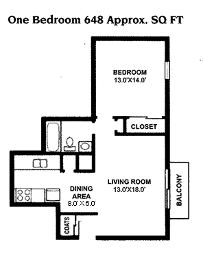 1 bed 1 bath 648 Sq.Ft. Efficiency at Kimberly Club Apartments, Davenport 52807
