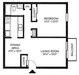 1 bed 1 bath 775 Sq.Ft Medium at Kimberly Club Apartments, Davenport, IA