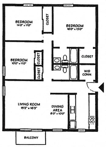 3 bed 2 bath 1,485 Sq.Ft. Large at Kimberly Club Apartments, Davenport, IA, 52807