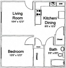 1 bed 1 bath 565 Sq.Ft. at Windsor Crest Apartments, Davenport , Iowa