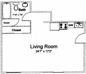 Studio 1 bath 480 Sq.Ft. at Windsor Crest Apartments, Davenport  52807