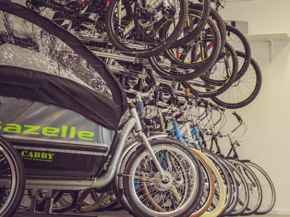Bikes in storage area at Residences at the Green in Lakewood Ranch