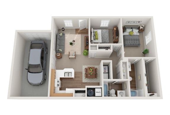 Akron OH apartment rentals Redwood Akron 2x2 Floor Plan