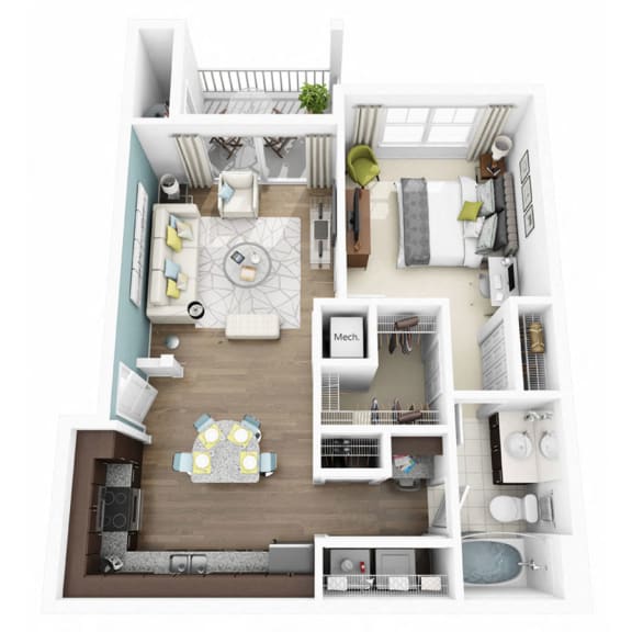 1 Bed 1 Bath ALLEGRE Floor Plan 1 Bed 1 Bath ALLEGRE Floor Plan at Altis Lakeline, 12700 Ridgeline Blvd, TX