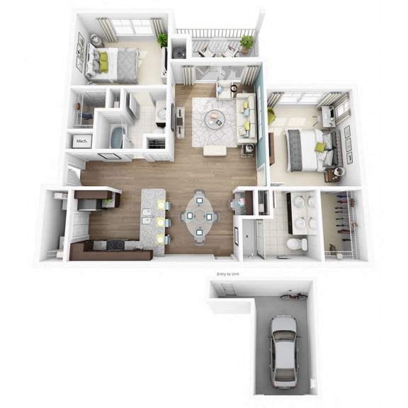 2 Bed 2 Bath ELATE W/GARAGE Floor Plan 2 Bed 2 Bath ELATE W/GARAGE Floor Plan at Altis Lakeline, Cedar Park, Texas