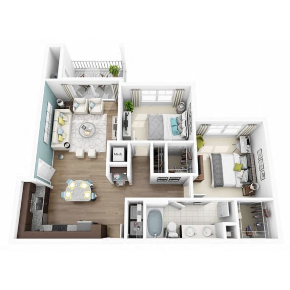 2 Bed 1 Bath ENCHANT Floor Plan 2 Bed 1 Bath ENCHANT Floor Plan at Altis Lakeline, Texas, 78613