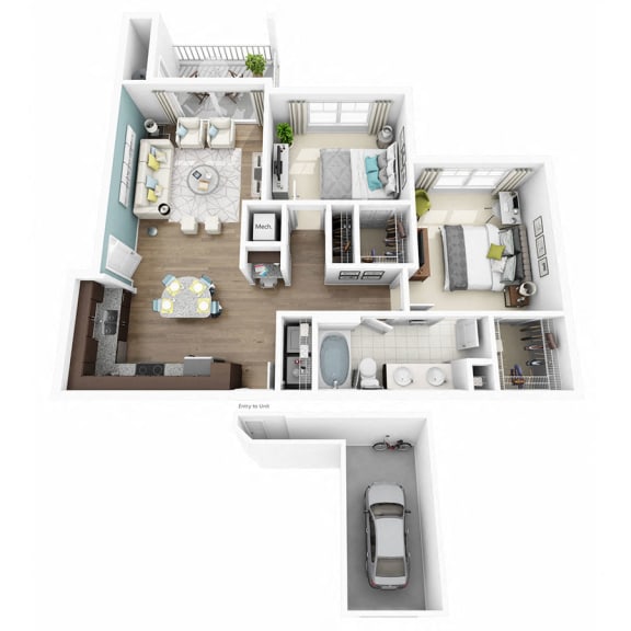 2 Bed 1 Bath ENCHANT W/GARAGE Floor Plan 2 Bed 1 Bath ENCHANT W/GARAGE Floor Plan at Altis Lakeline, Cedar Park, 78613