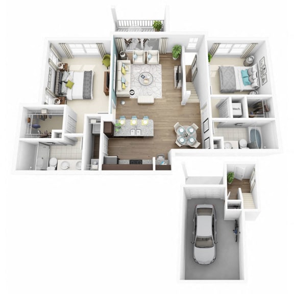 2 Bed 2 Bath EXCITE W/GARAGE Floor Plan 2 Bed 2 Bath EXCITE W/GARAGE Floor Plan at Altis Lakeline, Texas, 78613