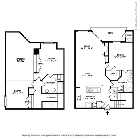 3 bedroom 2 bathroom Floor plan B at Butternut Ridge, Ohio, 44070