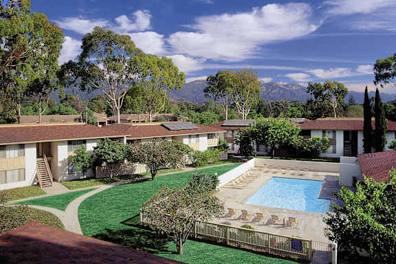 Entrance Of Swimming Pool at Patterson Place Apartments, Towbes, Santa Barbara, California