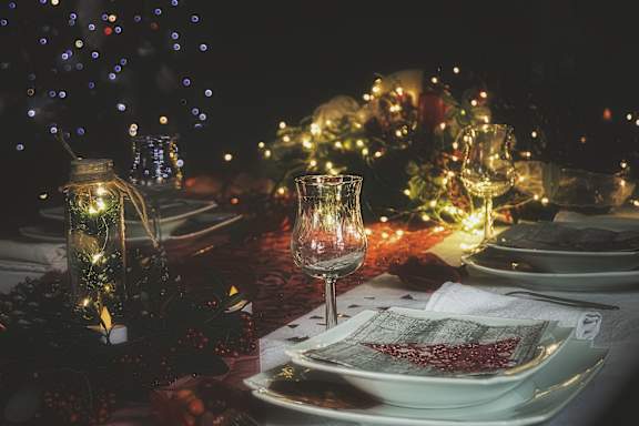 Glass On Decorated Dining Table at Patterson Place Apartments, Towbes, Santa Barbara, CA, 93111