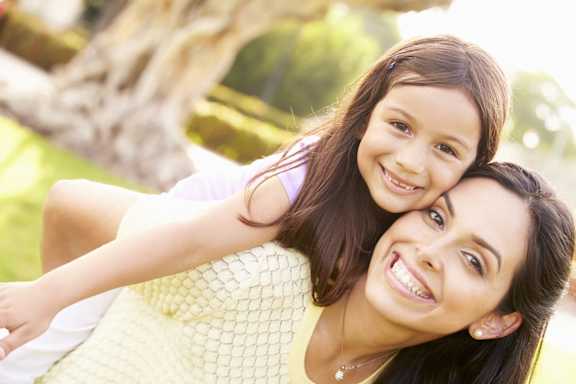 Mother Daughter Smiling at Patterson Place Apartments, Towbes, Santa Barbara