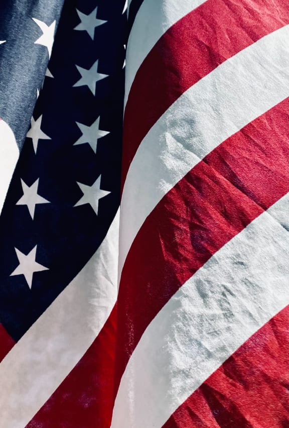USA flag at Rancho Franciscan Senior Apartments, Santa Barbara, 93105
