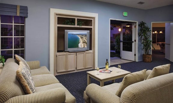 clubhouse-common-room-with-tv-and-couches at Cypress Meadows Senior Apartments, Ventura, 93003