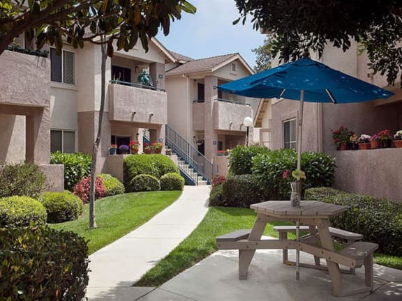 Outdoor Sitting at Cypress Meadows Senior Apartments, California