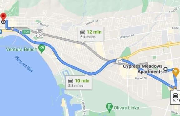 Goggle Map at Cypress Meadows Senior Apartments, California, 93003