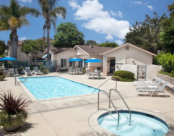 swimming pool with beautiful view at Cypress Meadows Senior Apartments, Ventura, CA, 93003