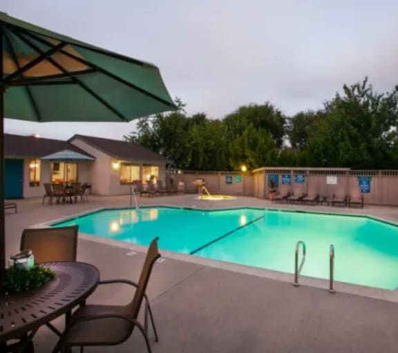 Twilight Pool at Oceanwood Apartments, Lompoc, CA, 93436