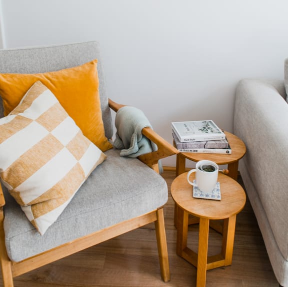 Chair and Coffee Table at Oceanwood Apartments, Lompoc, 93436
