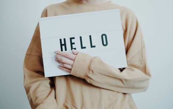 Hello Sign at Oceanwood Apartments, Lompoc