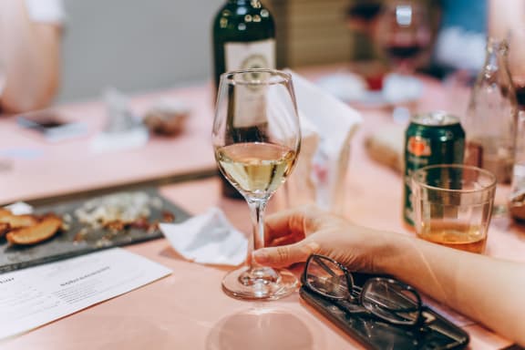 white_wine_on_dining_setting at Oceanwood Apartments, Lompoc, CA