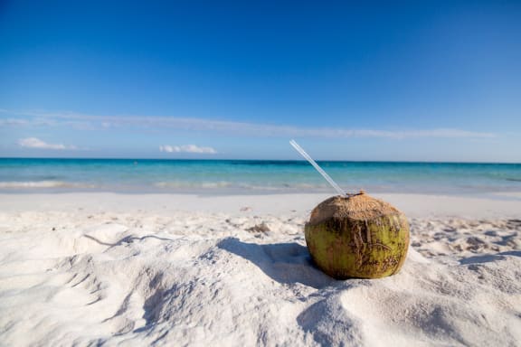 Drink on a beach at Oceanwood Apartments, Lompoc, California