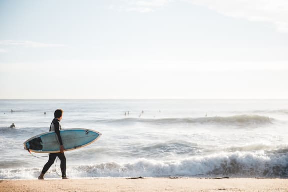 Surfer In The Sea at Oceanwood Apartments, California, 93436