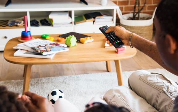 Watching TV at Oceanwood Apartments, Lompoc, CA, 93436