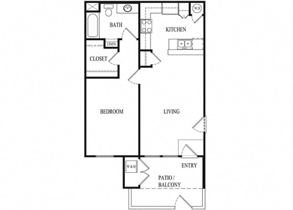 1 bed 1 bath Floorplan A, at Ralston Courtyard Apartments, Ventura, 93003