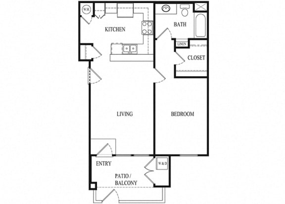 1 bed 1 bath Floorplan B, at Ralston Courtyard Apartments, Ventura, CA