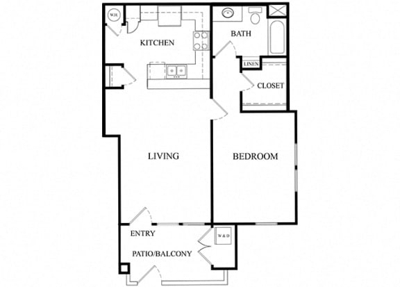1 bed 1 bath Floorplan C, at Ralston Courtyard Apartments, Ventura, CA 93003