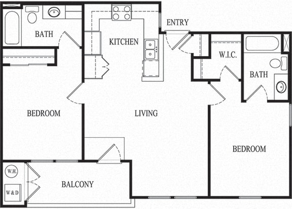 2 bed 2 bath Floorplan D, at Ralston Courtyard Apartments, California, 93003