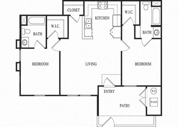 2 bed 2 bath Floorplan F, at Ralston Courtyard Apartments, Ventura