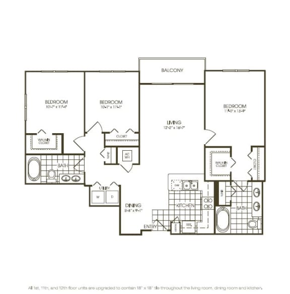 Three Bedroom Floorplan in plantation florida