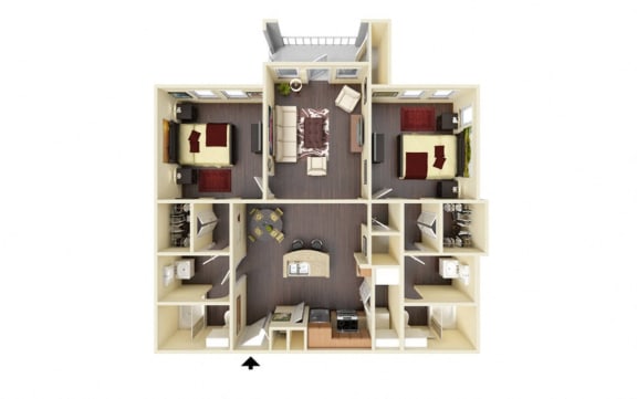1157 Square-Foot Sumac Floor Plan at Residence at Midland, Midland, 79706