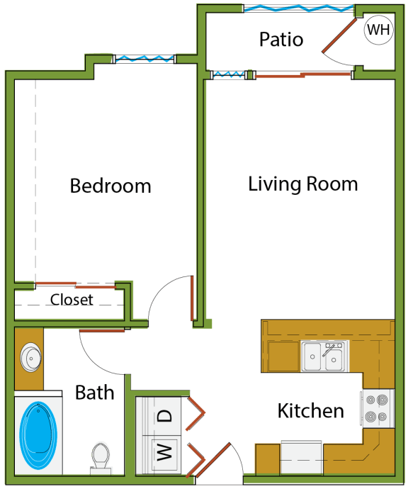 1 Bedroom Floor Plan at Ascend at Red Mountain, Mesa, AZ, Arizona, 85215