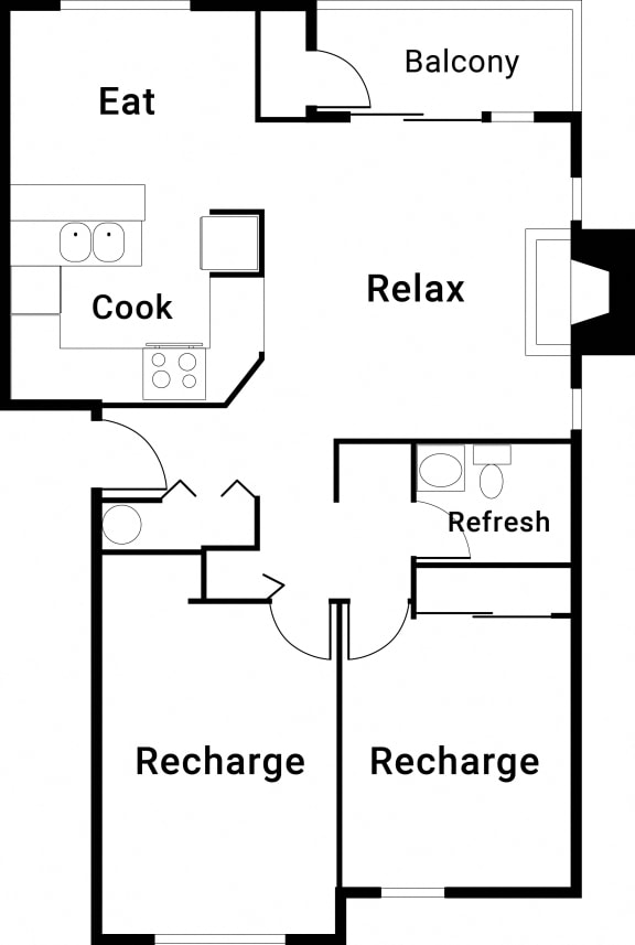 The Olympus / 2 bed / 1 bath