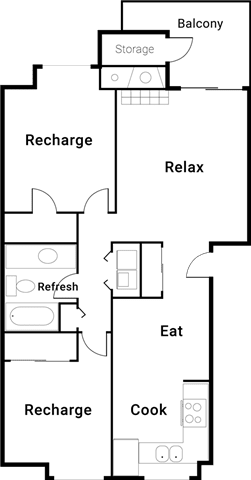 2 Bed 1 Bath Floor Plan 2 Bed 1 Bath Floor Plan at Sienna Park, Tacoma, WA