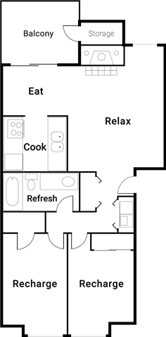 2 Bedroom Floor Plan 2 Bedroom Floor Plan at Sienna Park, Tacoma, 98444