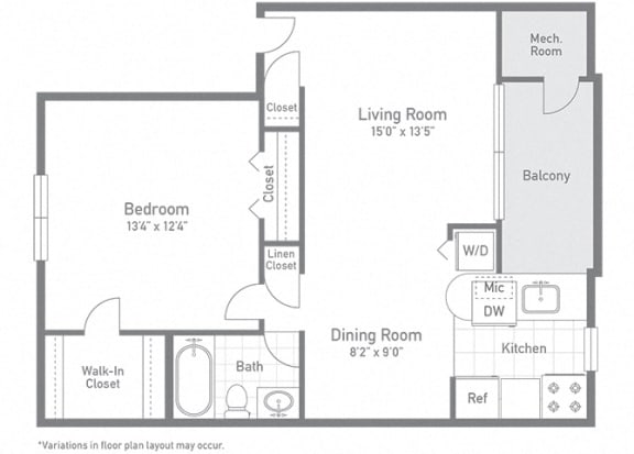 The Oronoco Floor Plan at Rose Hill Apartments, Alexandria, VA
