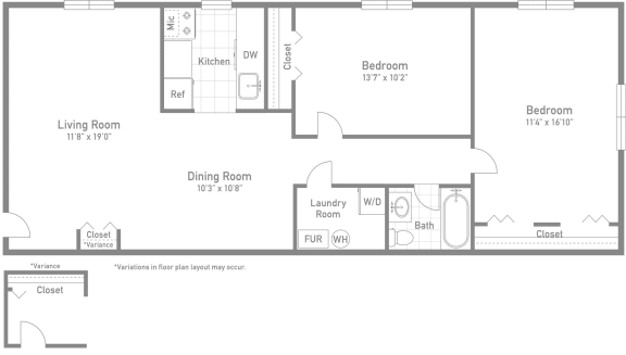 The Ellsworth Floor Plan at Rose Hill Apartments, Virginia, 22310