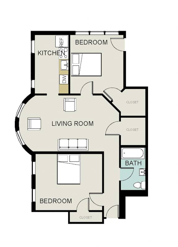 2 bedroom 1 bath