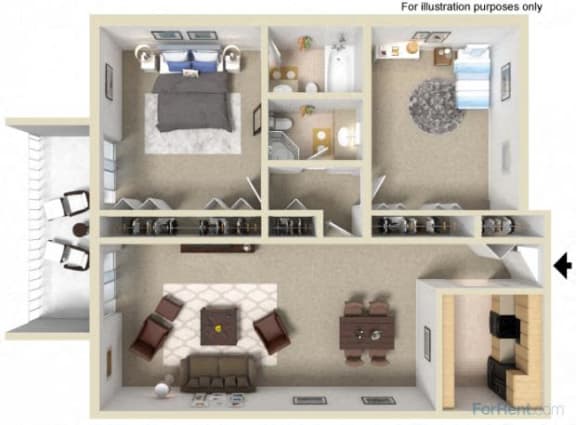 two bed apt floor plan
