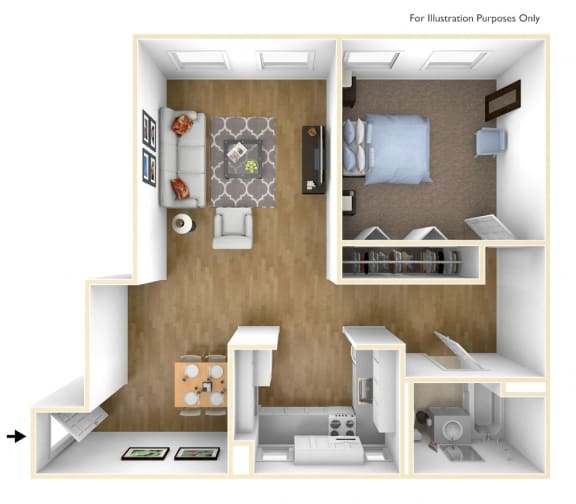 One Bedroom Floor Plan at Chapman House, E. Boston, MA, 02128