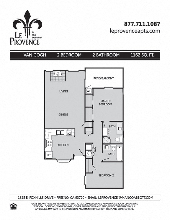 Van Gogh, Downstairs Floor Plan at Le Provence at the Dominion, Fresno, California