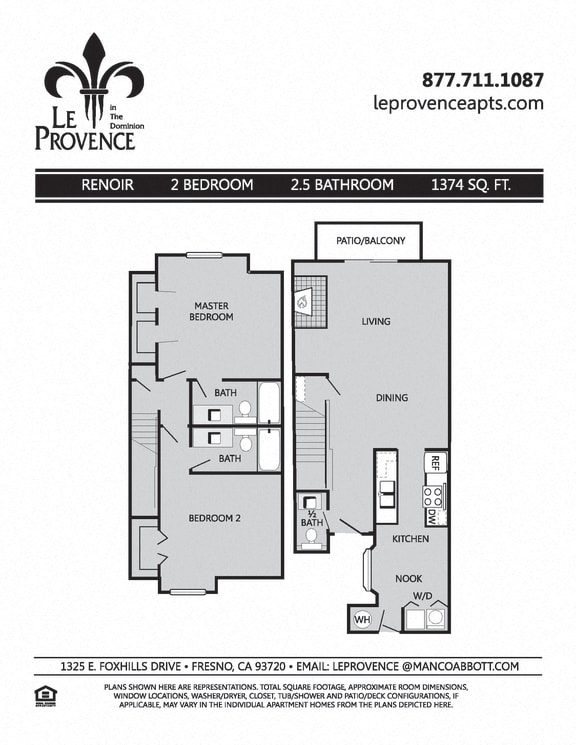 Renoir, Townhouse Floor Plan at Le Provence at the Dominion, California