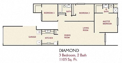 3 Bedroom Diamond Floorplan