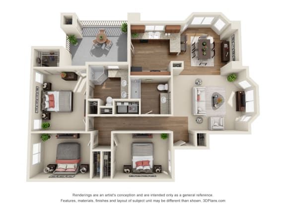 3 Bedroom 3D Floorplan