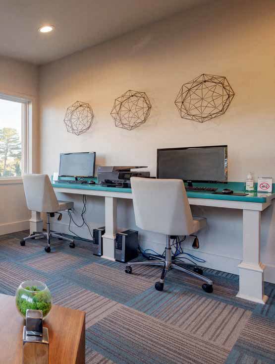 Business Technology Center for Resident Use. 2 Computer Work Stations and Desk Area at Artesian East Village, Atlanta, GA 30316